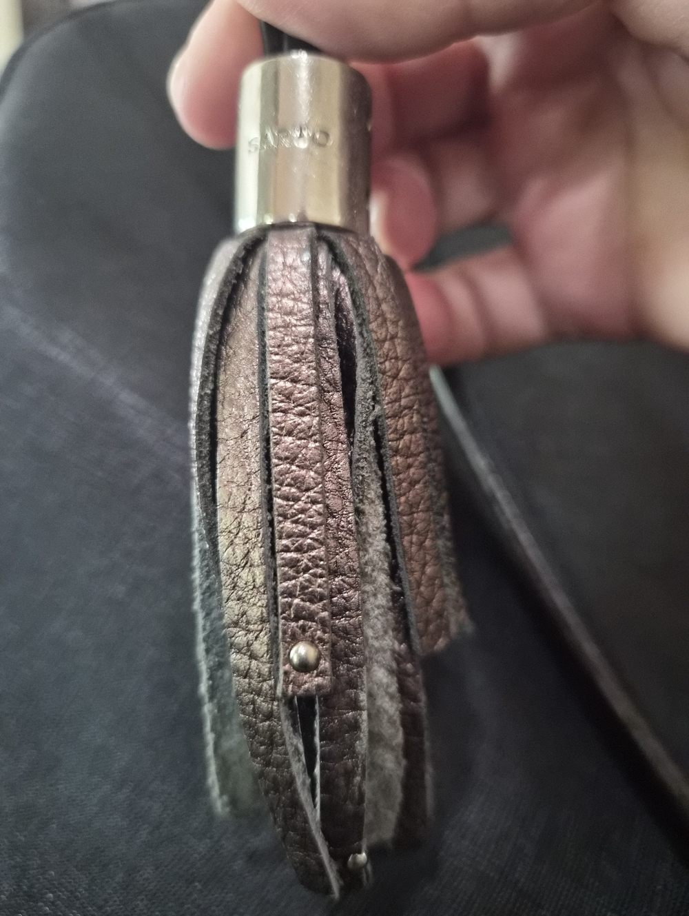 Franco Sarto Metallic Leather Tassel Charm